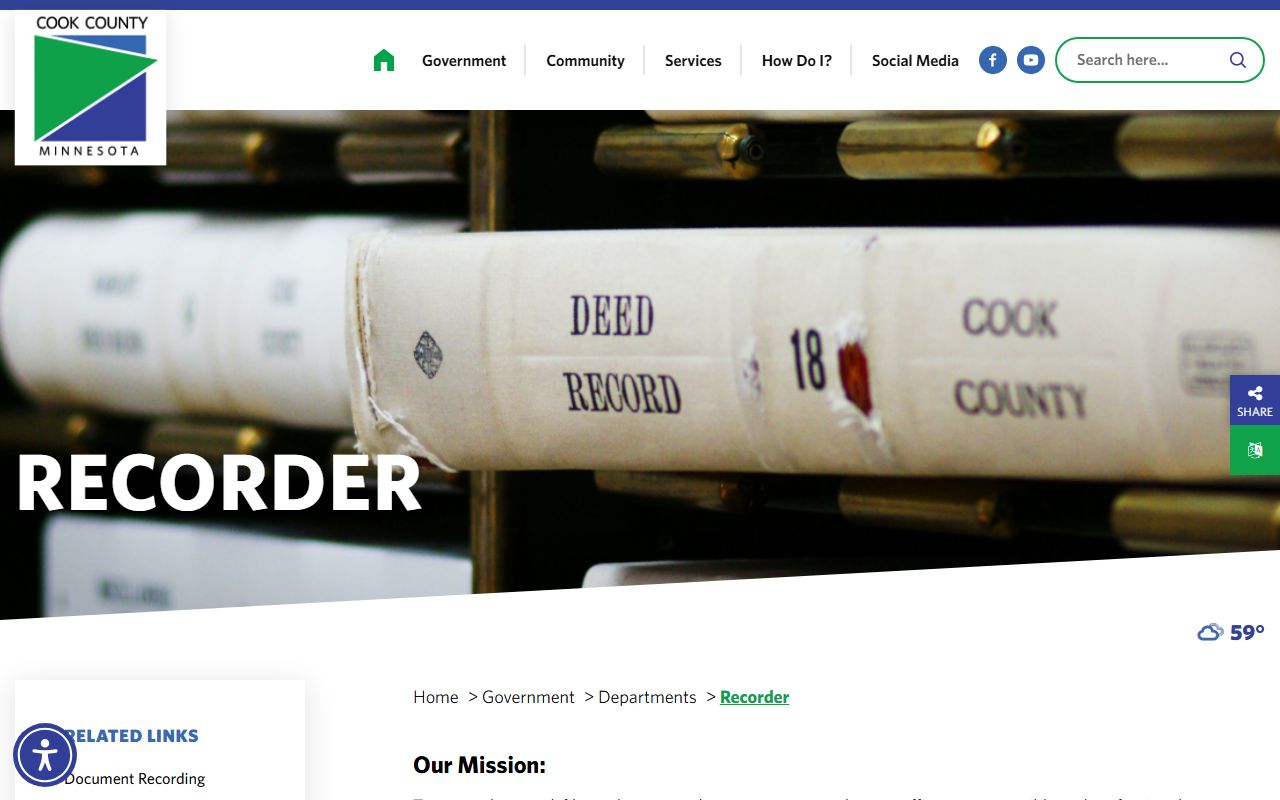 Cook County Court Administration Recorder contrast records page