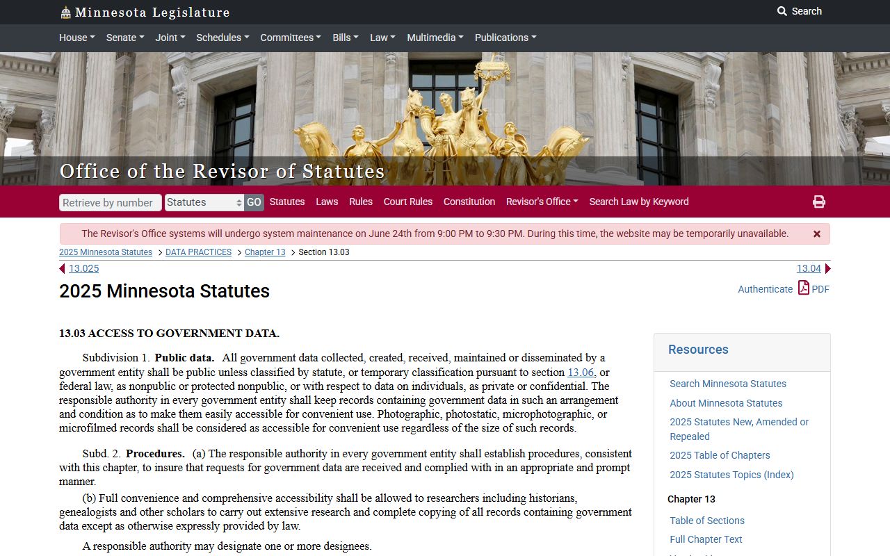 Cook County court records Minnesota public data statute