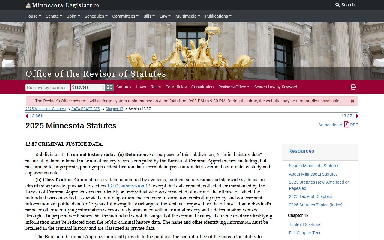 Cook County criminal court records and Minnesota criminal history statute