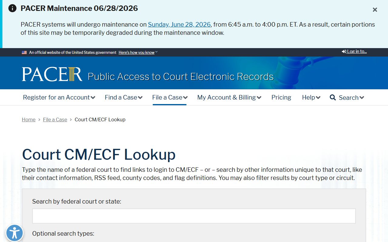 Cook County District Court PACER federal docket lookup contrast