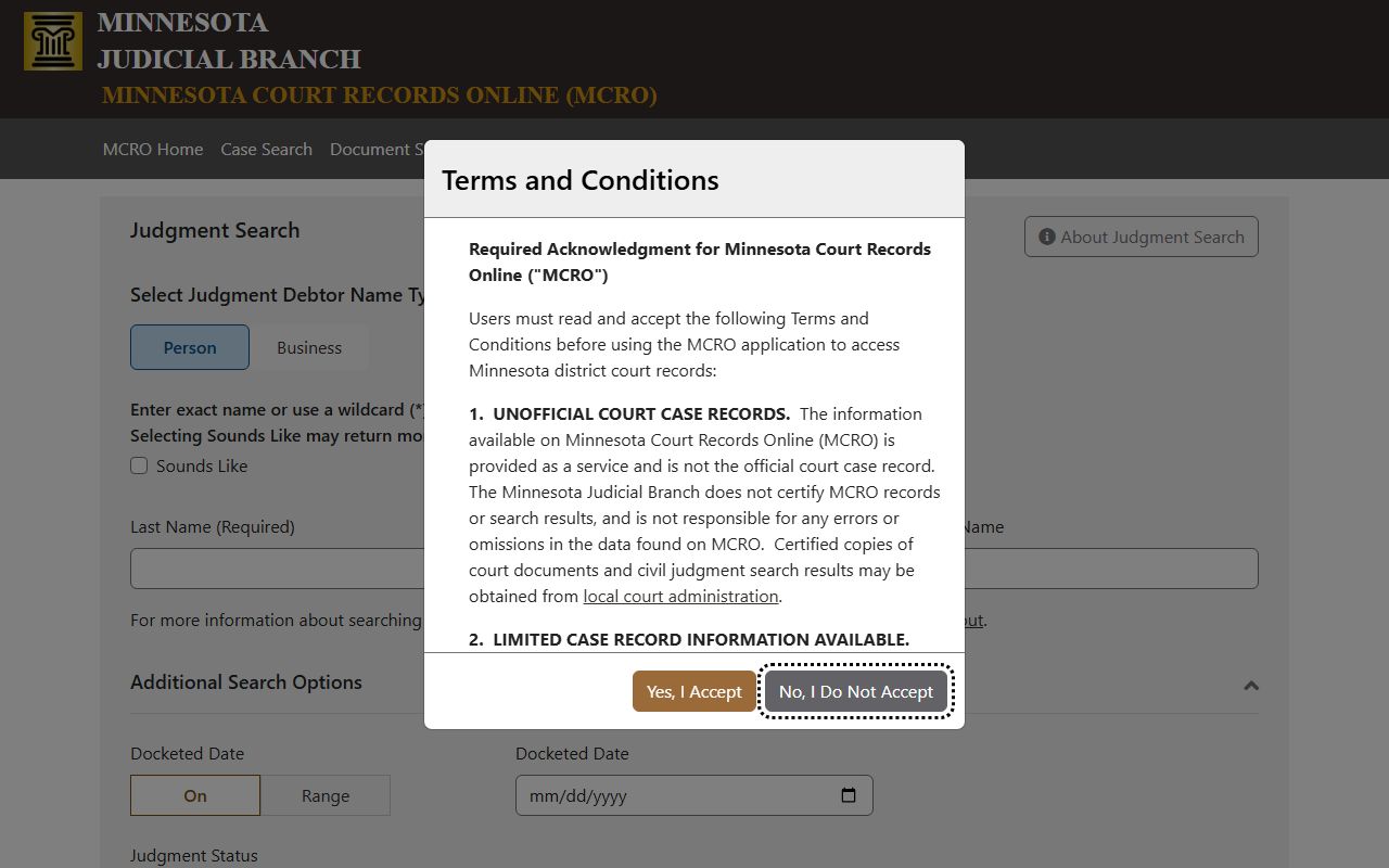 Cook County court records judgment search and payment context