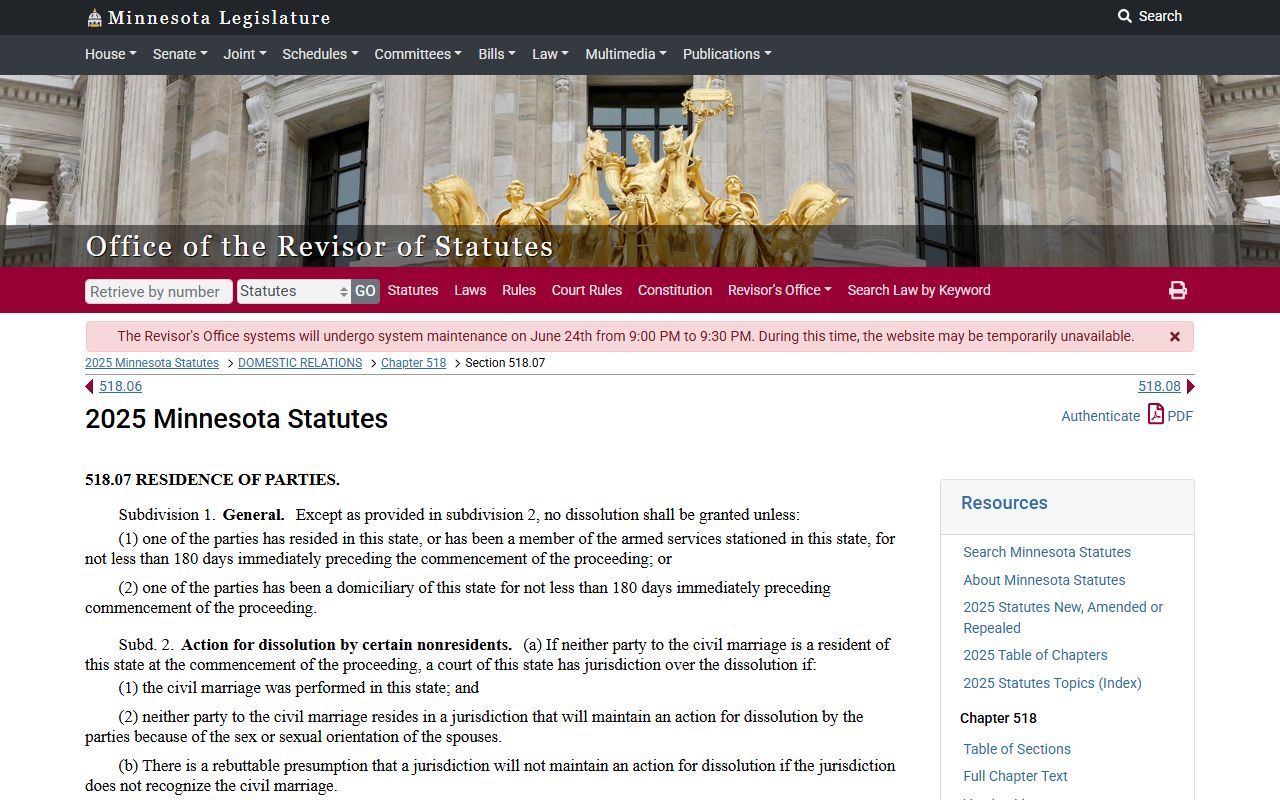 Cook County divorce records Minnesota divorce statute