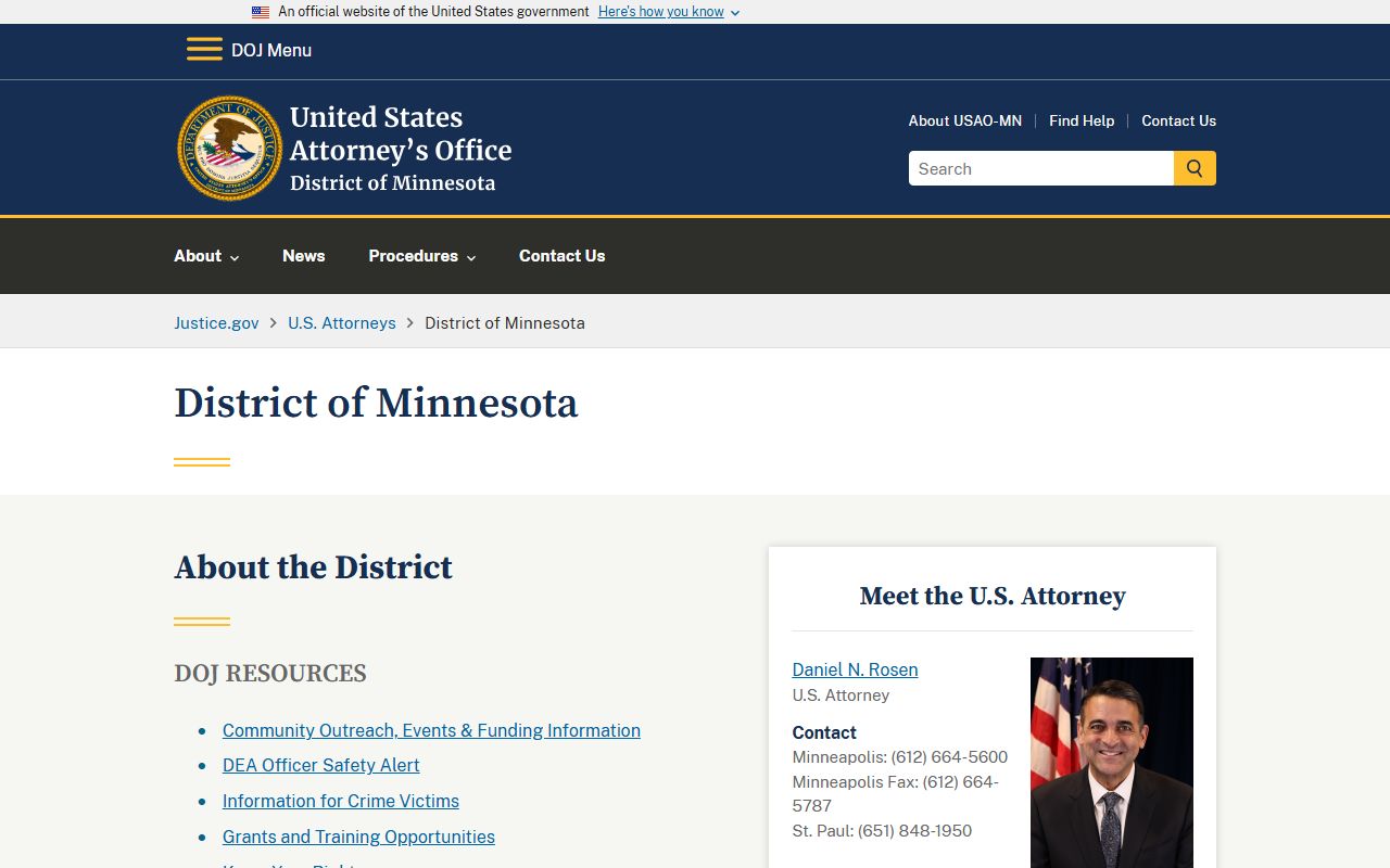 Cook County warrant search U.S. Attorney District of Minnesota